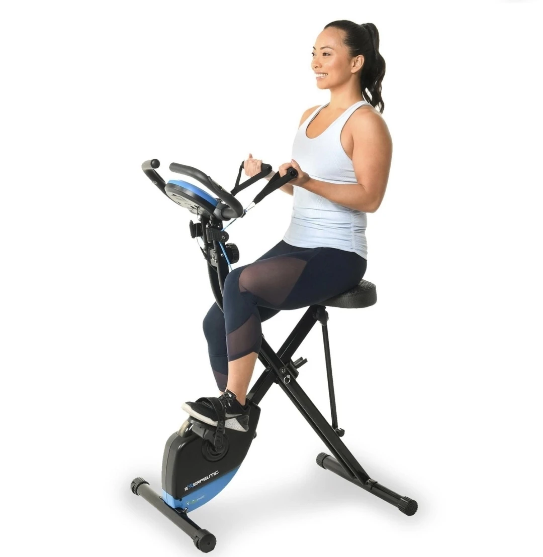 EXERPEUTIC Bluetooth Folding Upright Bike with Resistance Bands - photo 2