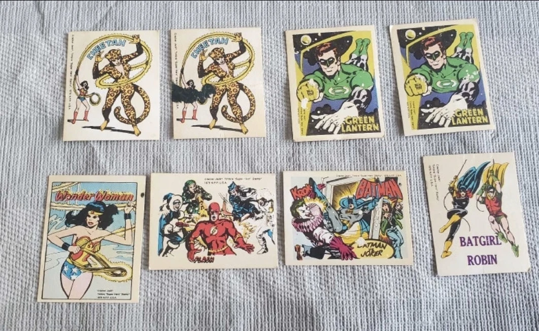 1979 cracker jack dc comics lot of 8 stamp cards