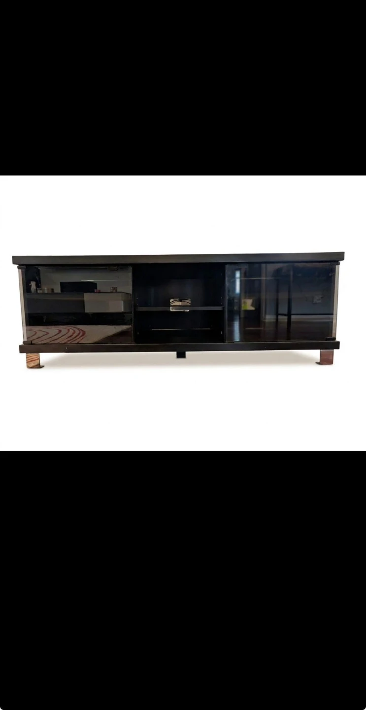 Black Entertainment Unit / TV Stand with Sliding Doors - photo 3