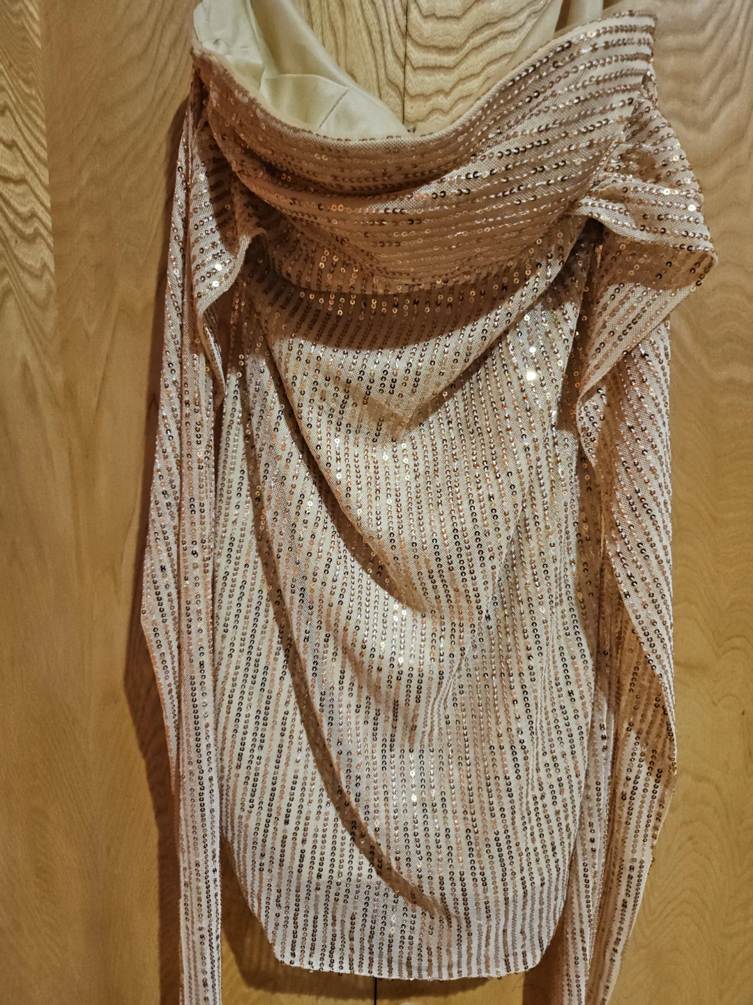 Gold Sequin Strapless Top with Scarf Detail - photo 2