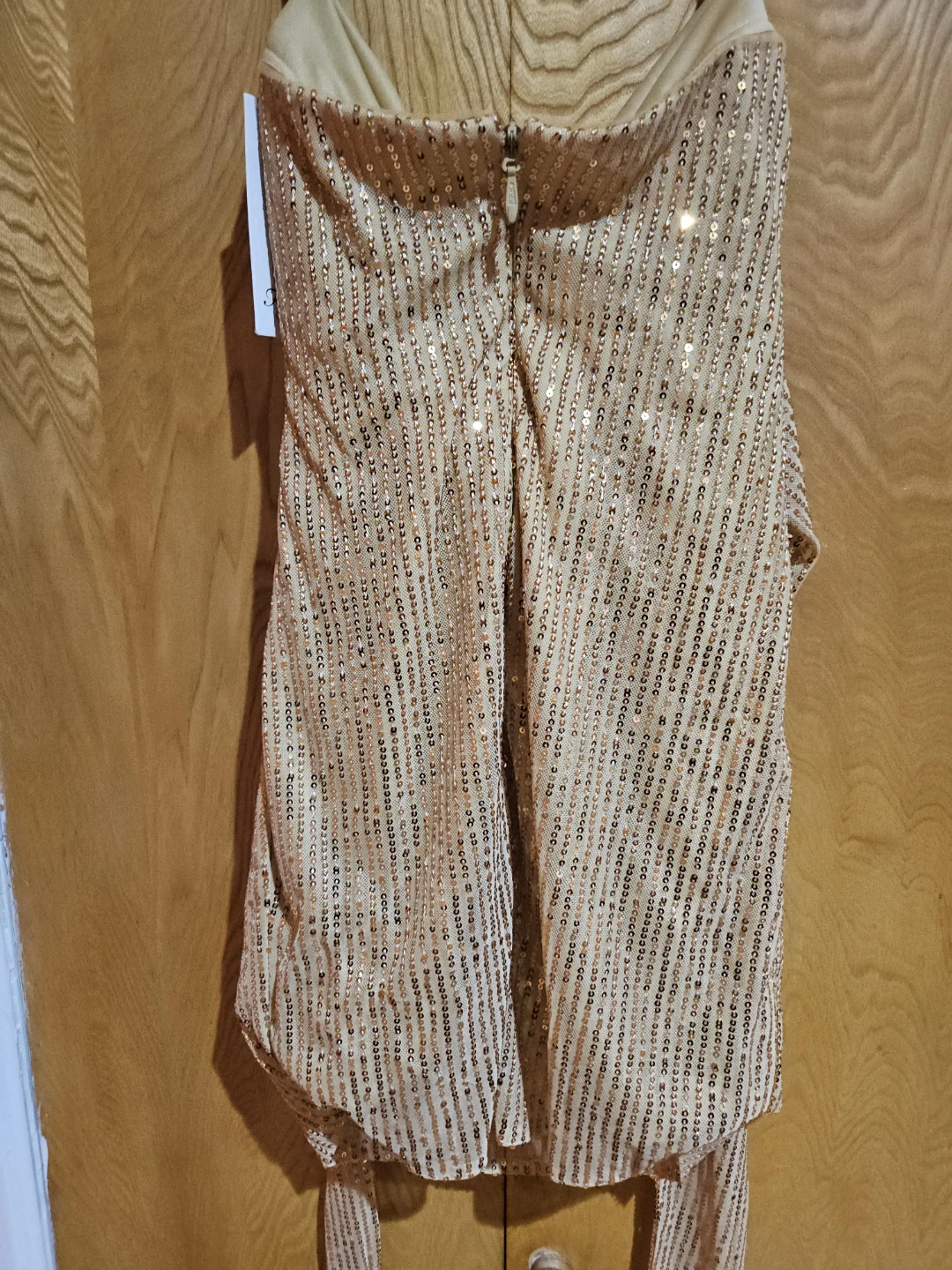 Gold Sequin Strapless Top with Scarf Detail - photo 3