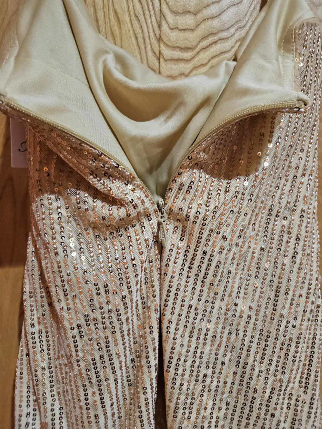 Gold Sequin Strapless Top with Scarf Detail - photo 4