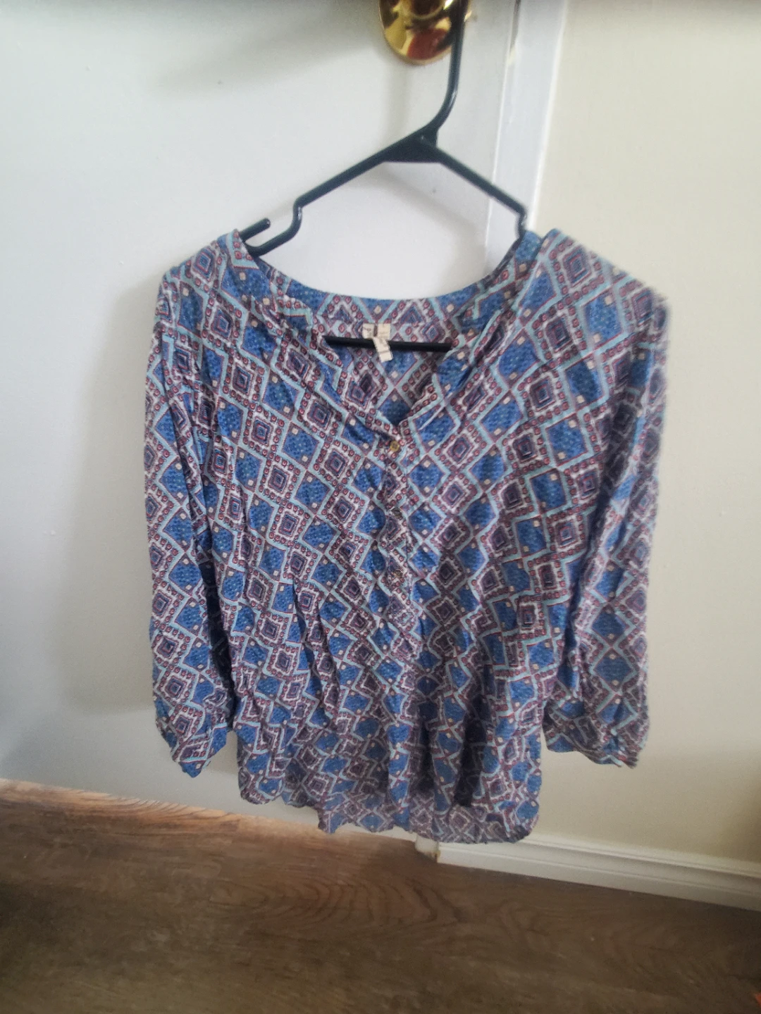 Grend & Greene Blue Geometric Print Blouse - Size L