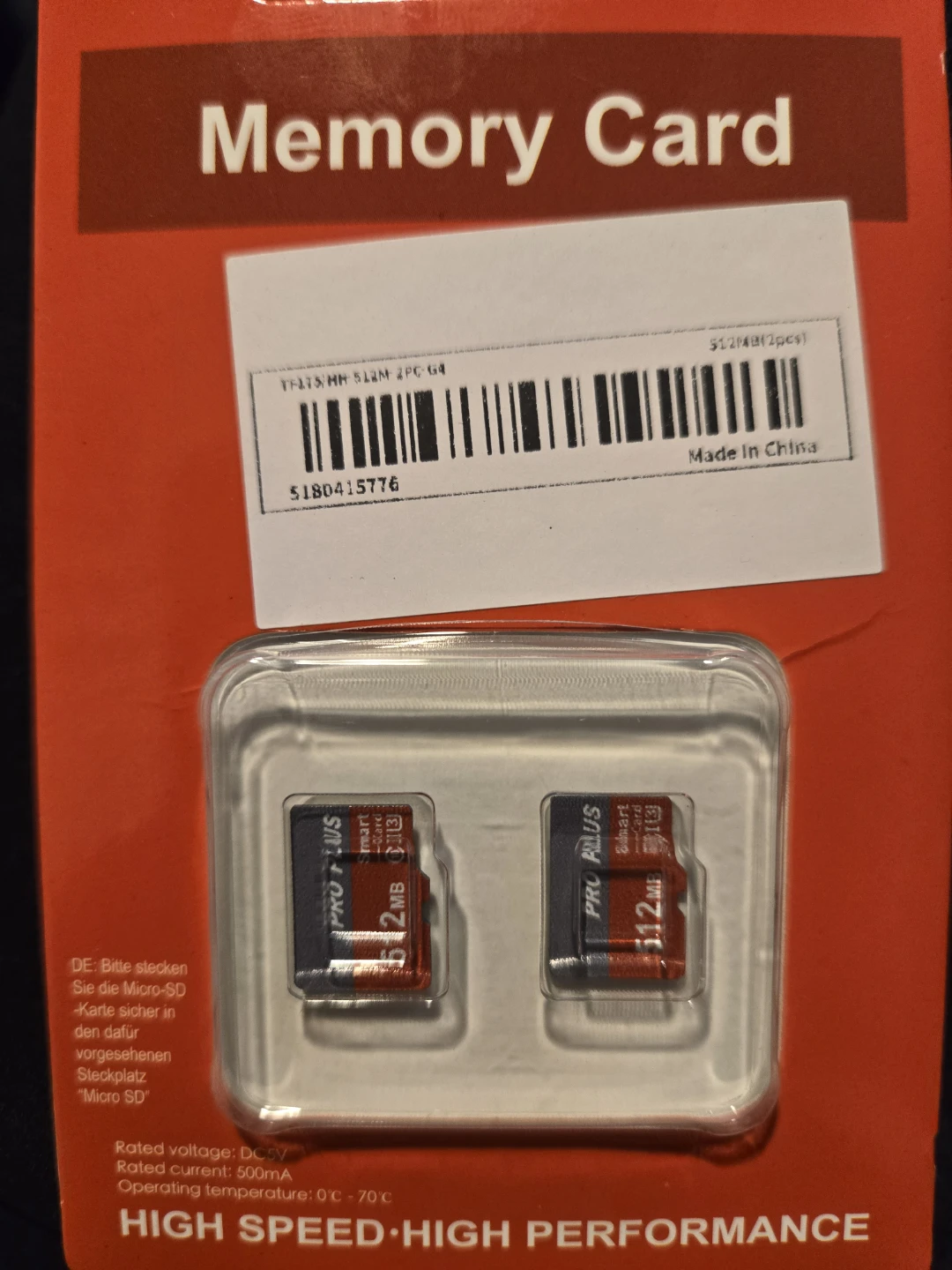 PRO PLUS 512MB Micro SD Memory Cards (2-Pack)