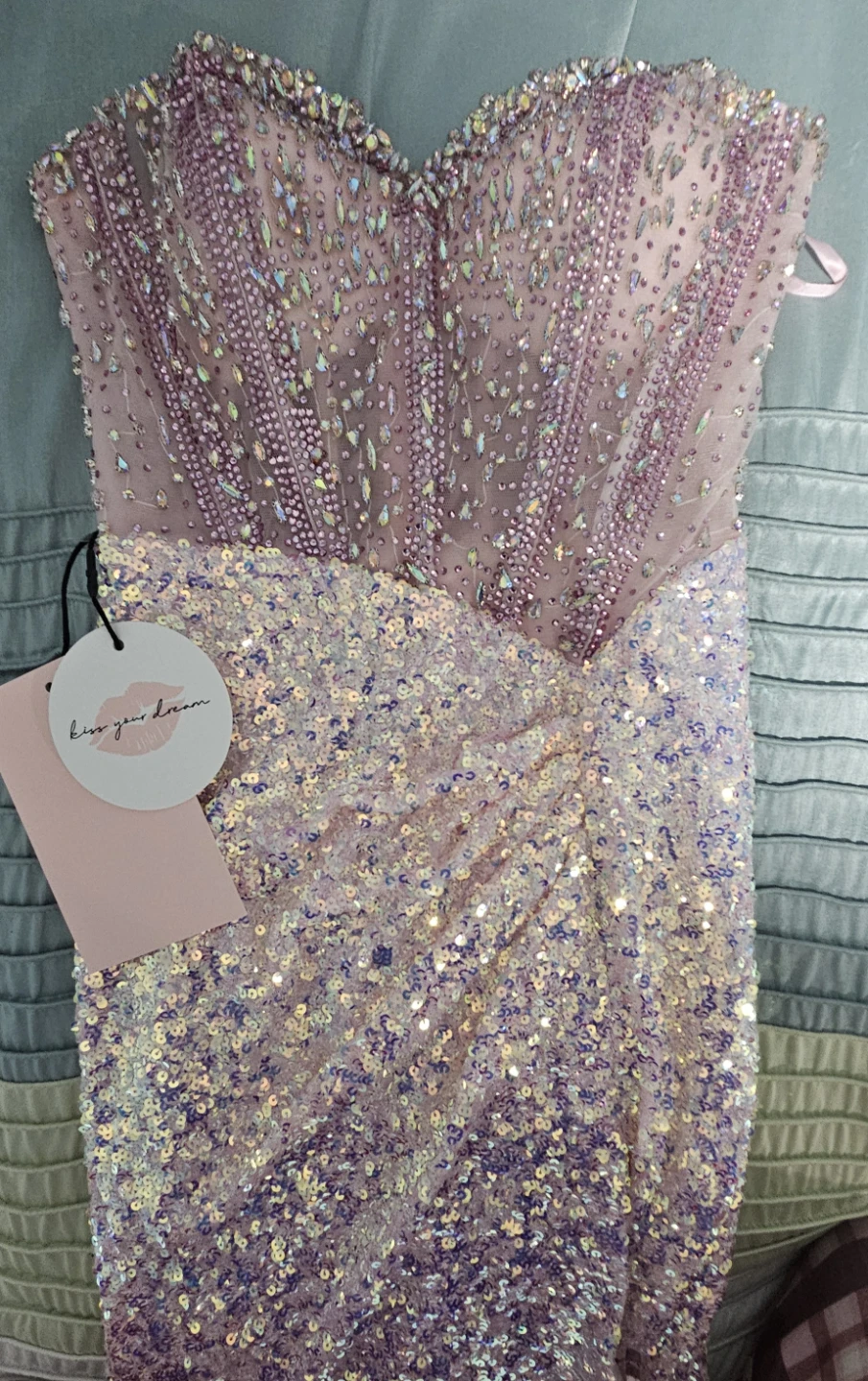 Pink Sequins Beaded Mermaid Prom Dress Size 0 New With Tags