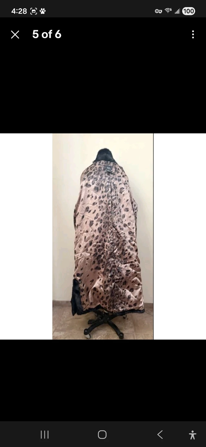 Dennis Basso 1x  Black Faux Fur Long Coat w Leopard Print Lining - photo 5