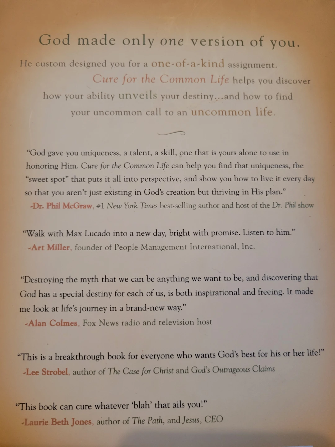 Cure for the Common Life by Max Lucado Book - photo 5