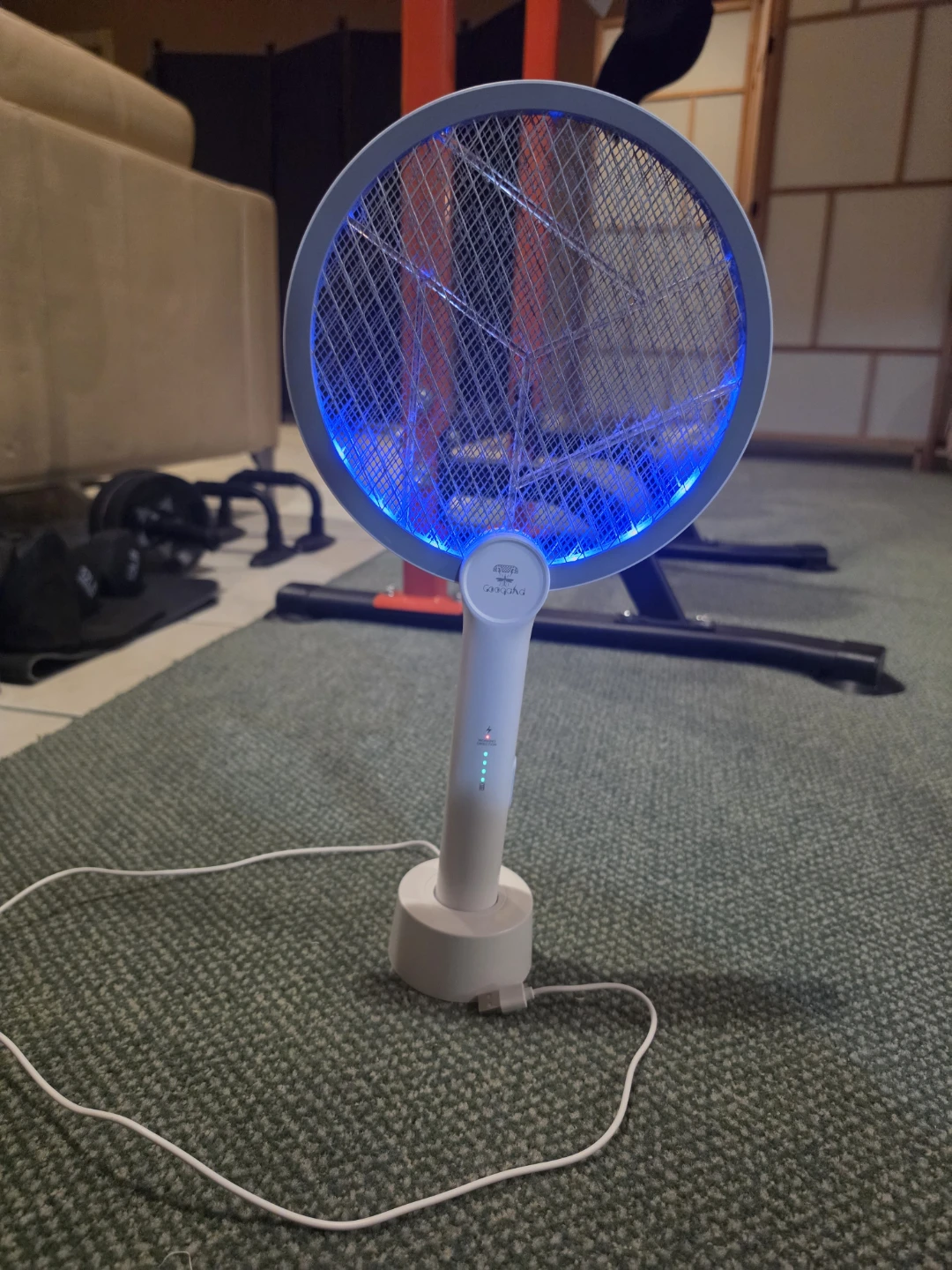 White Electric Mosquito Swatter with Charging Base