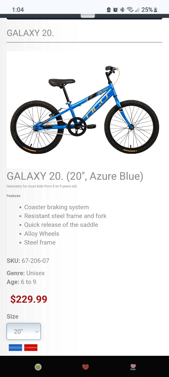 Galaxy 20 BMX Bike - 20 inch, Azure Blue