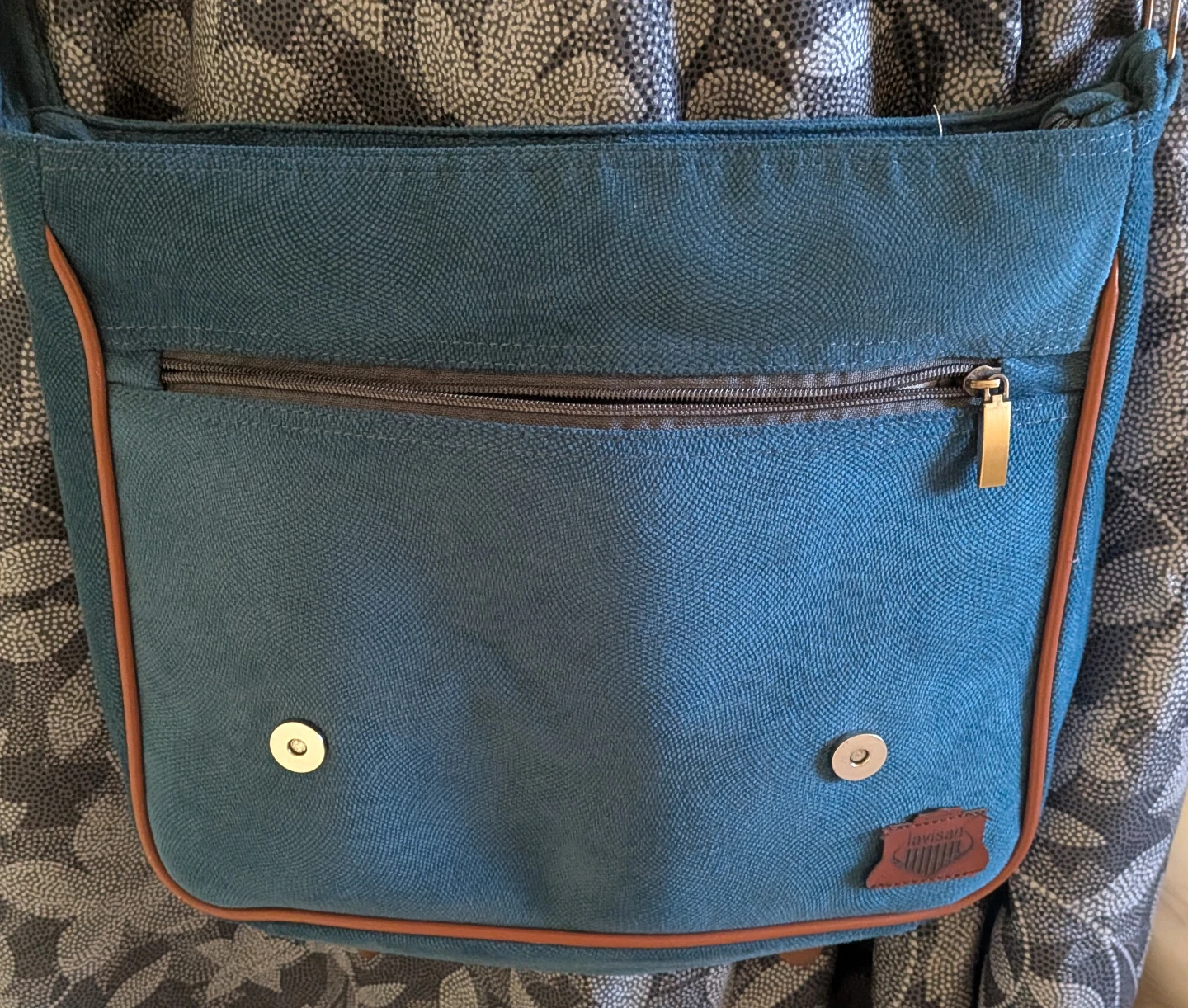 Teal Crossbody Bag with Abstract Print Flap - photo 3
