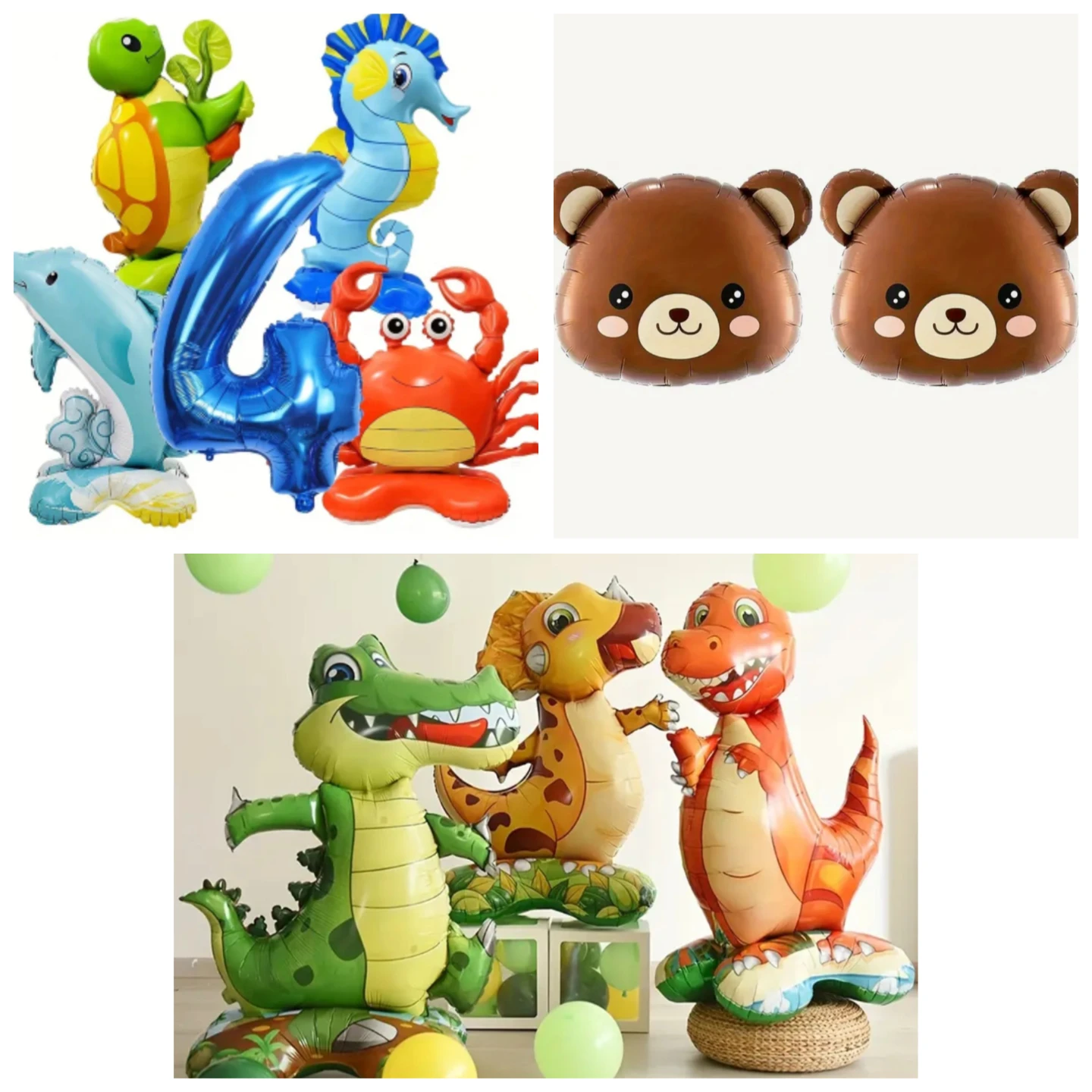Various Animal and Number Foil Balloons