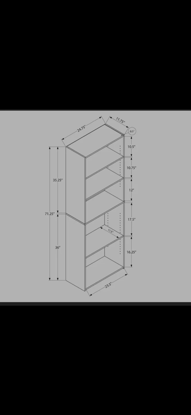 Dark Brown 6-Shelf Bookshelf - photo 3