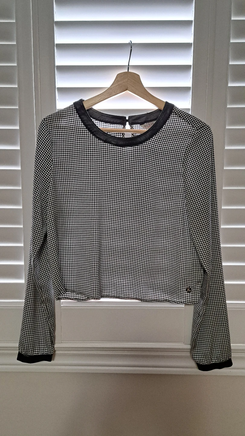 Guess Long Sleeve Houndstooth Top M - photo 3