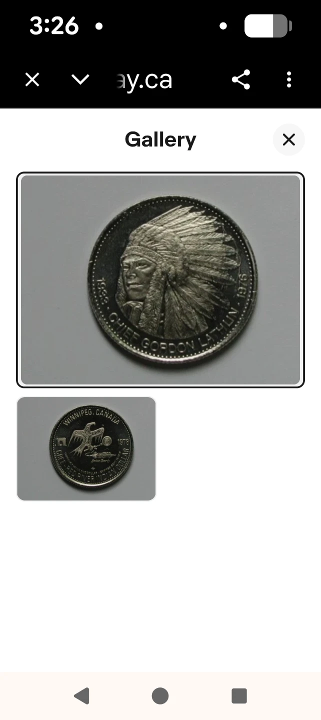 1978 Winnipeg Canada Chief Gordon First Red Indian Dollar Coin