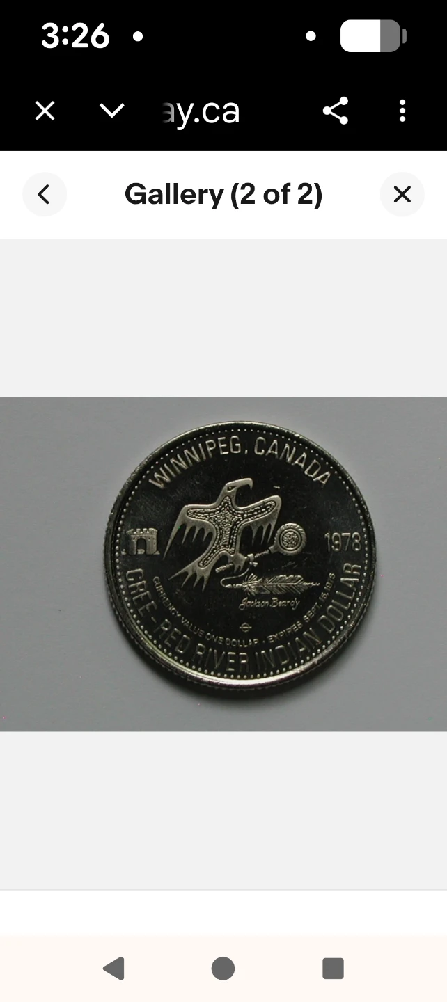 1978 Winnipeg Canada Chief Gordon First Red Indian Dollar Coin - photo 2