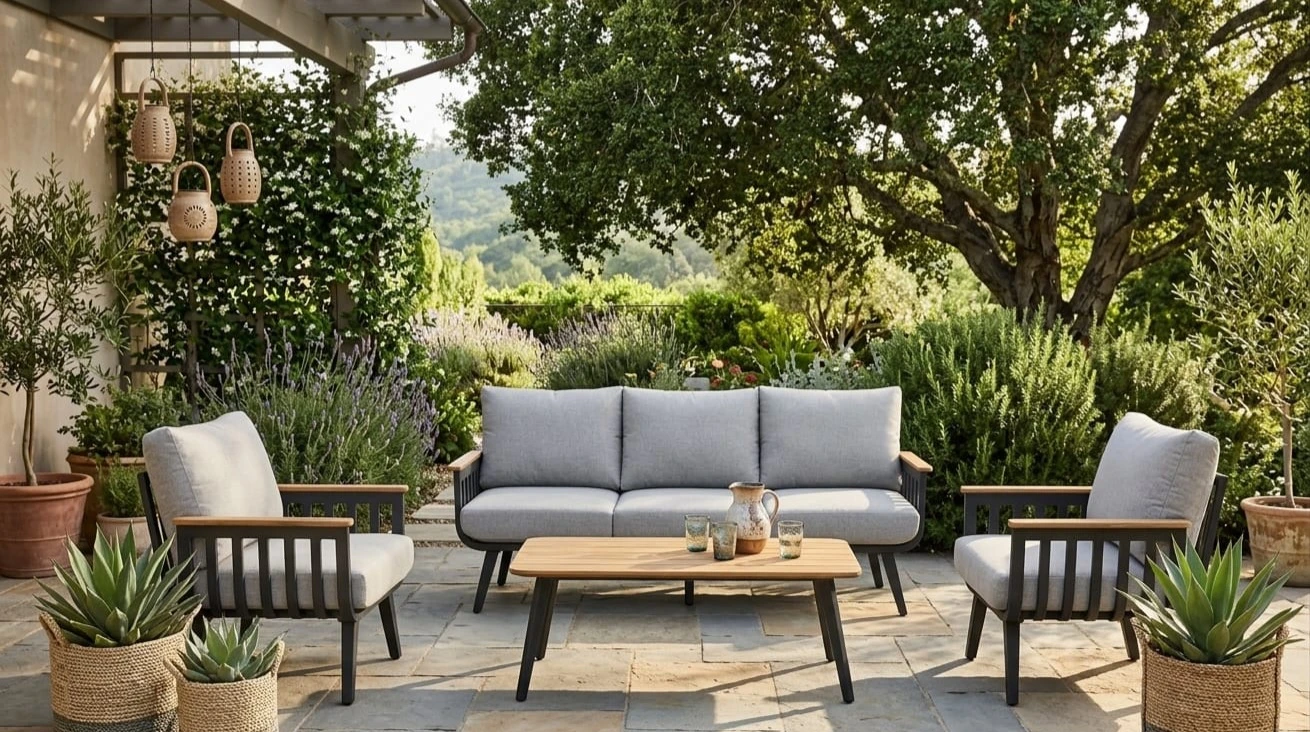 Aluminum Outdoor Sofa and Chairs Set with Coffee Table