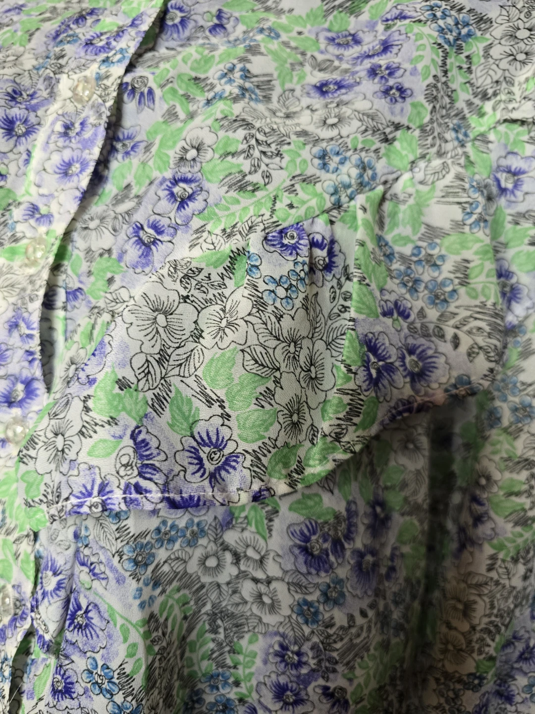 Vintage ( mede in Germany)Floral Ruffle Blouse size M- L - photo 4