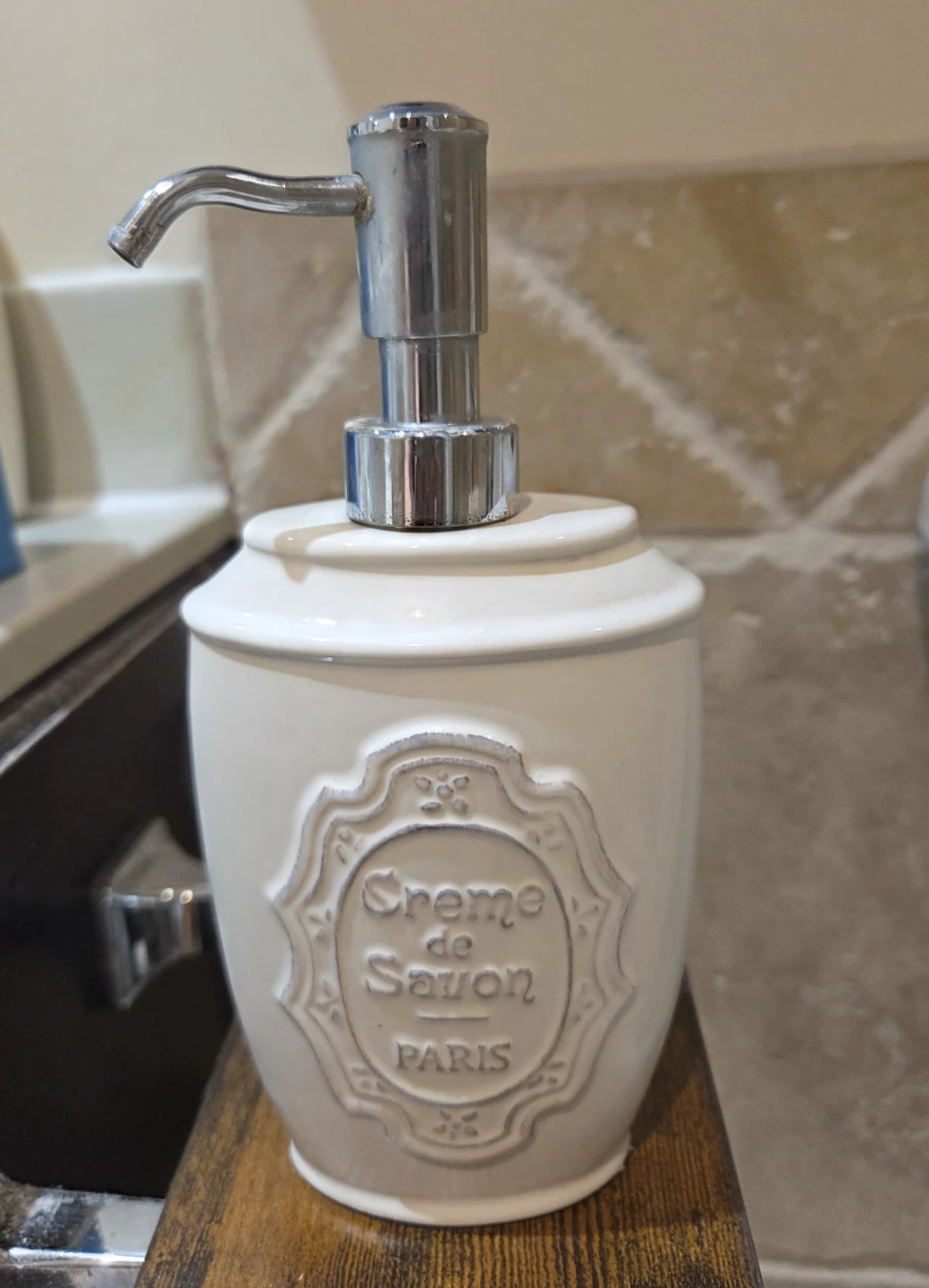 White Embossed Floral Soap Dispenser