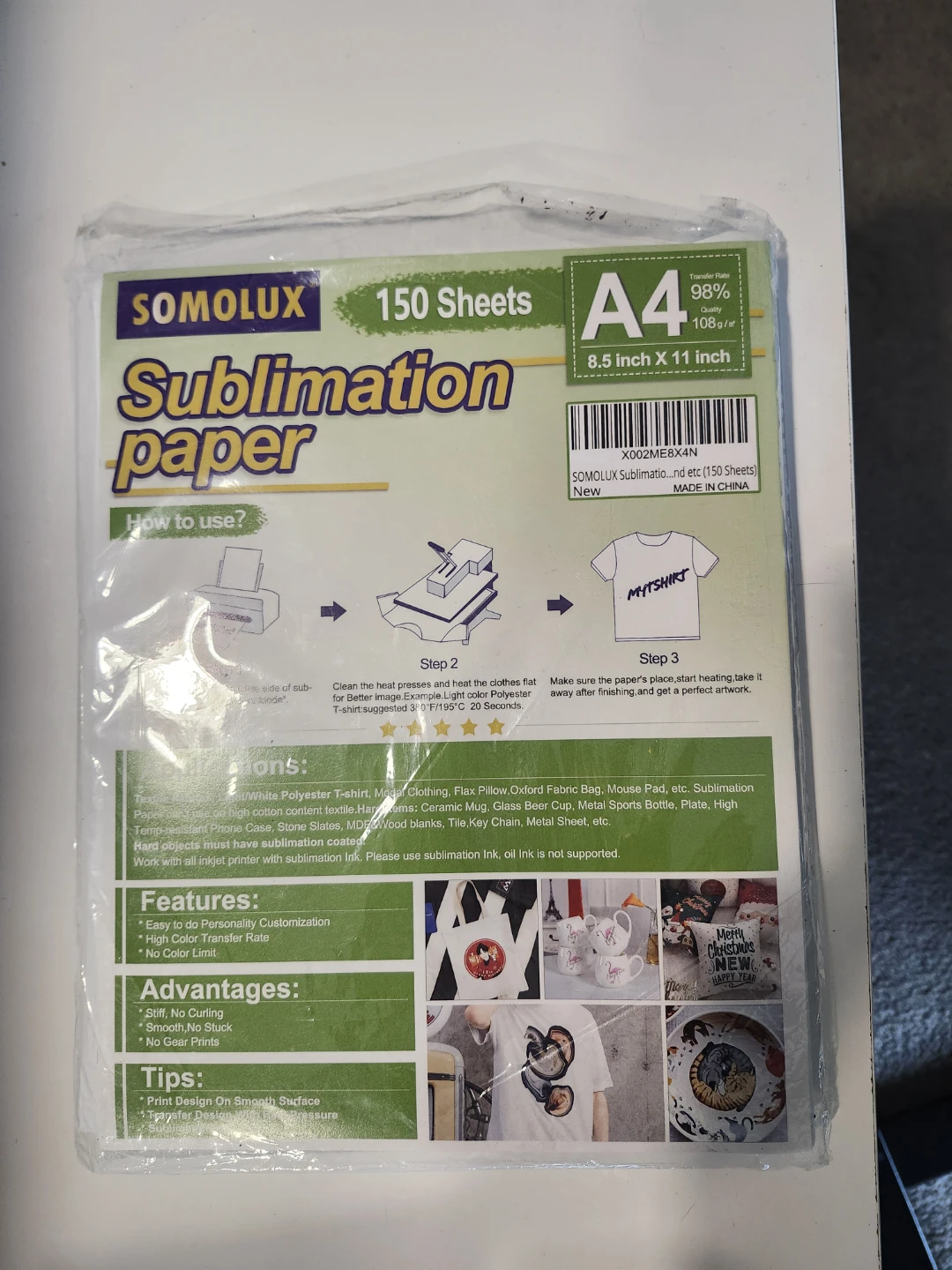 SOMOLUX Sublimation Paper - 150 Sheets, A4 Size