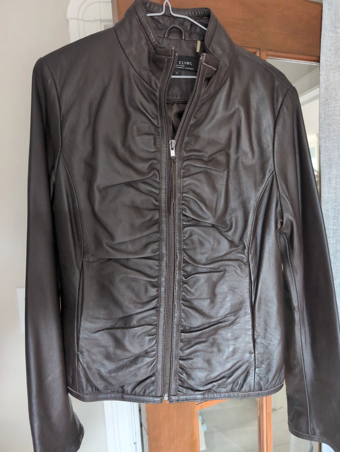 Black Rivet Women's Brown Leather Jacket - Size L