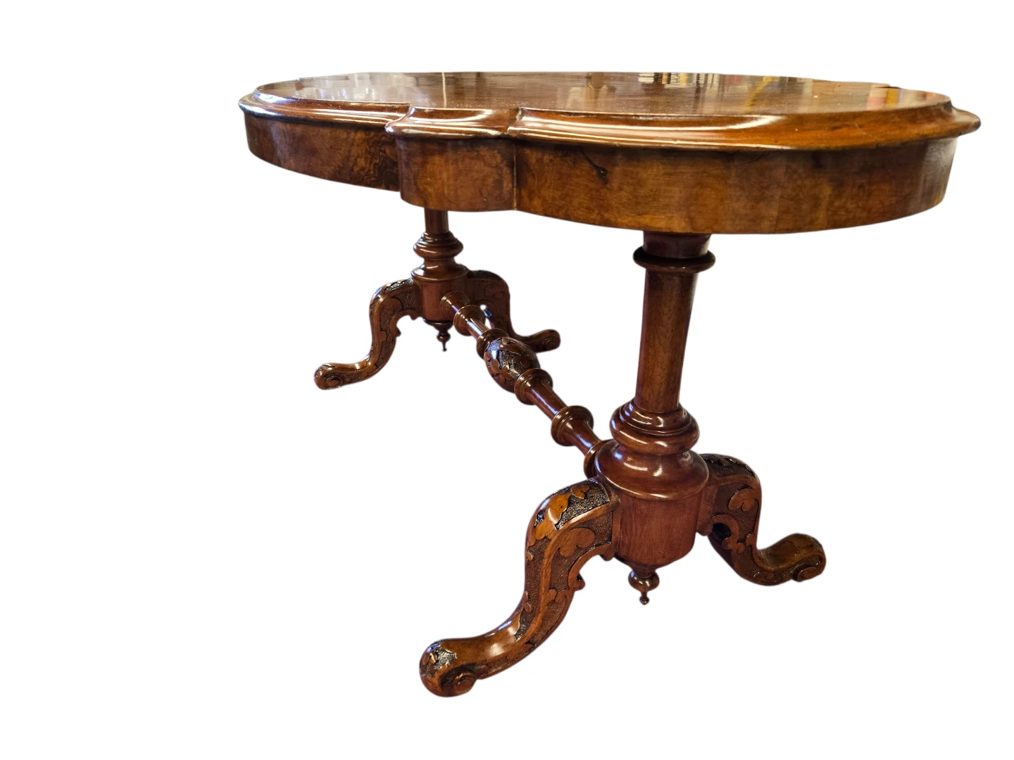Antique Walnut Burr Wood Side Table - photo 5