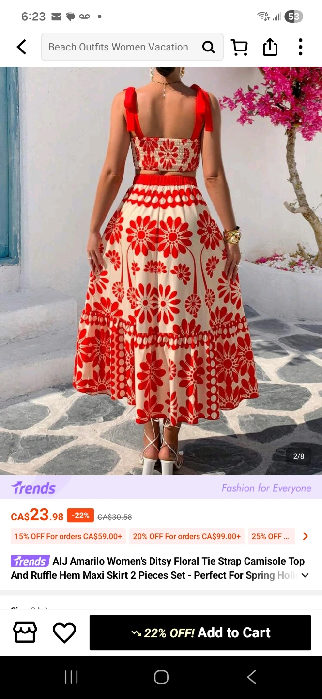 SHEIN Floral Tie Strap Camisole Top and Maxi Skirt