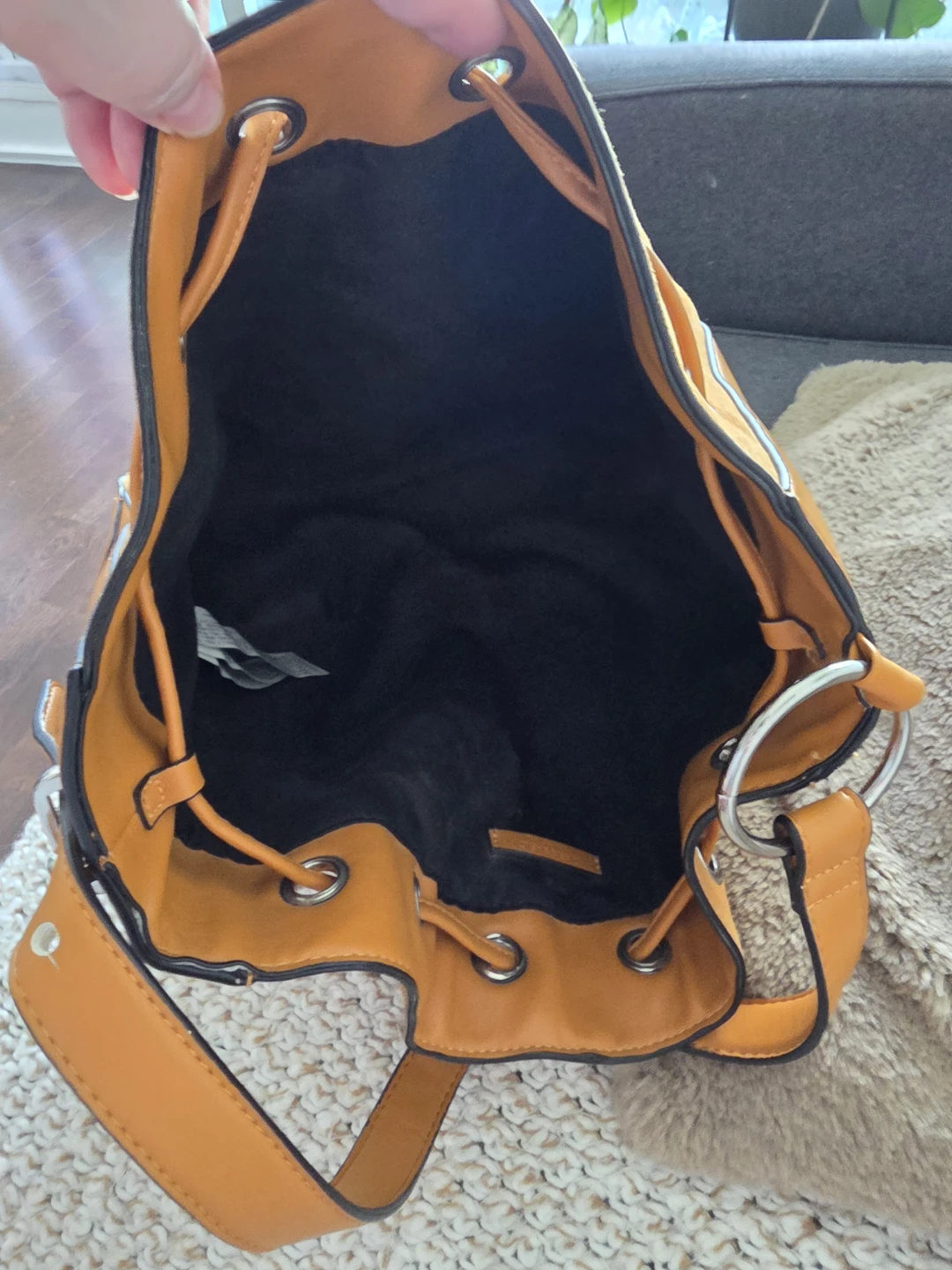 Zara Suede and Faux Leather Bucket Bag- - photo 3