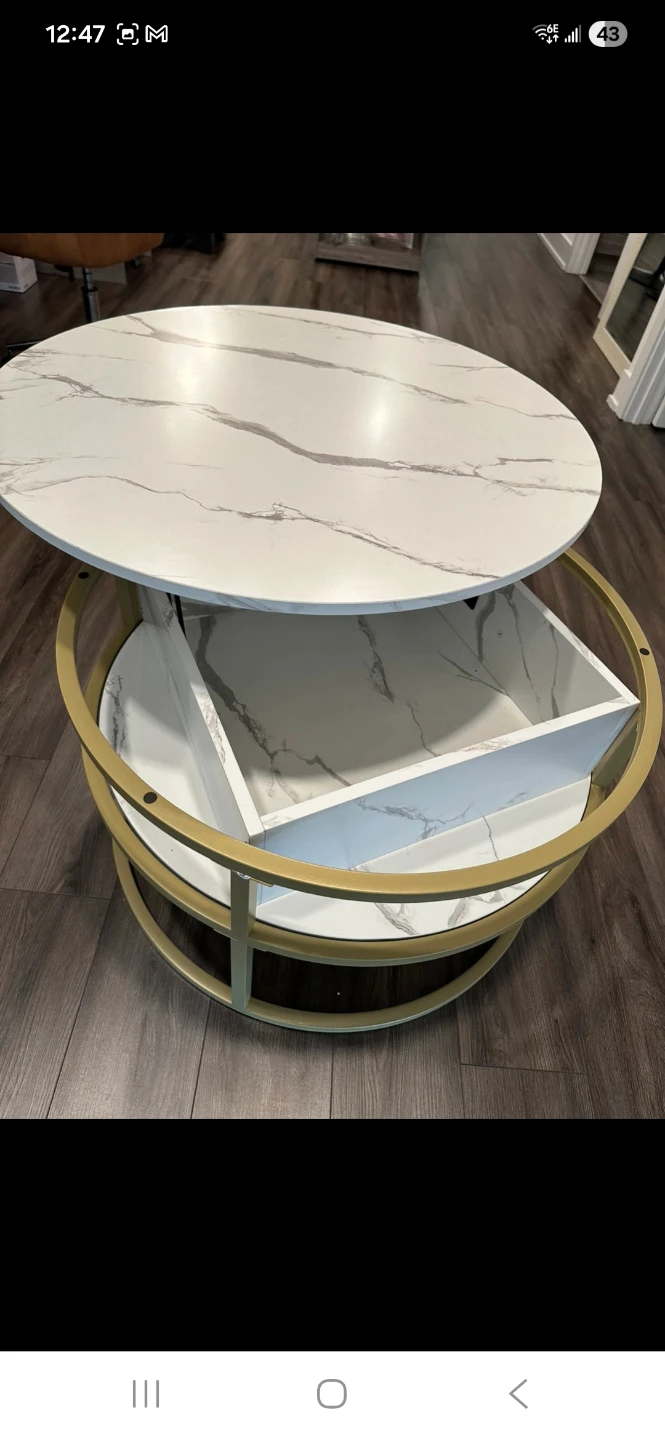 Round Coffee Table with Lift Top and Storage