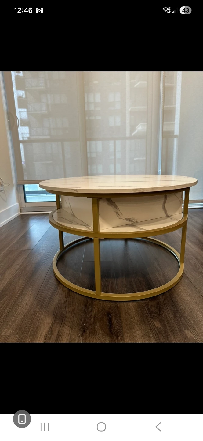Round Coffee Table with Lift Top and Storage - photo 3