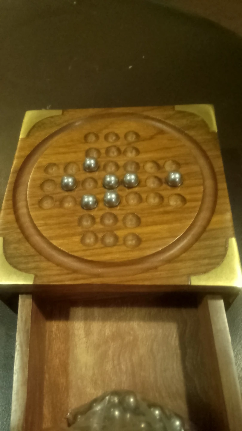 Wooden Solitaire Board Game with Metal Marbles - photo 3