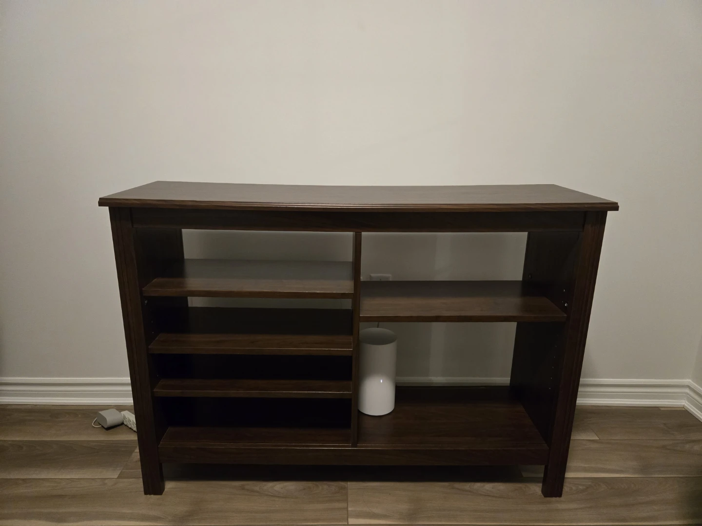 Dark Brown Console Table with Shelves