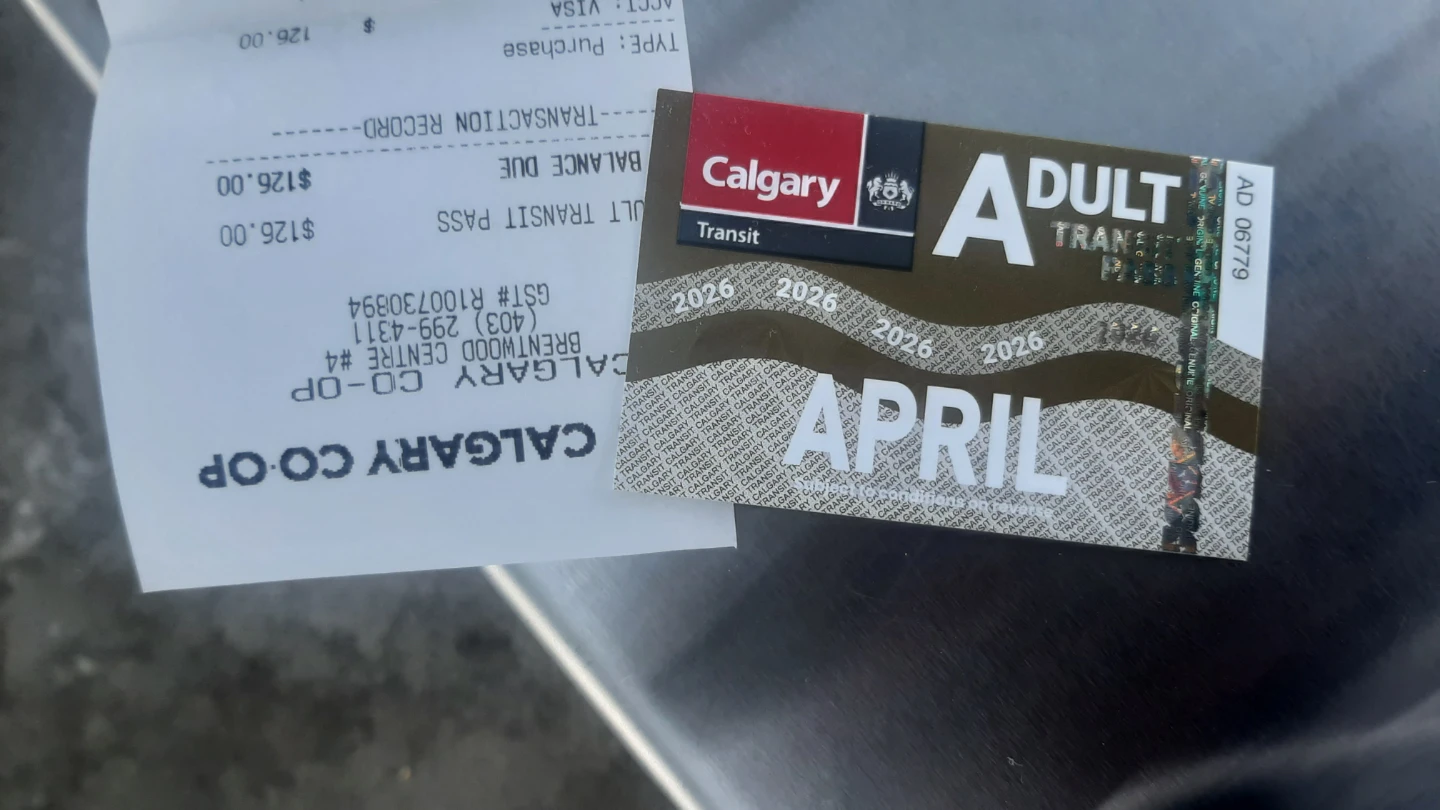 Calgary Transit Adult Monthly Pass - April 2026
