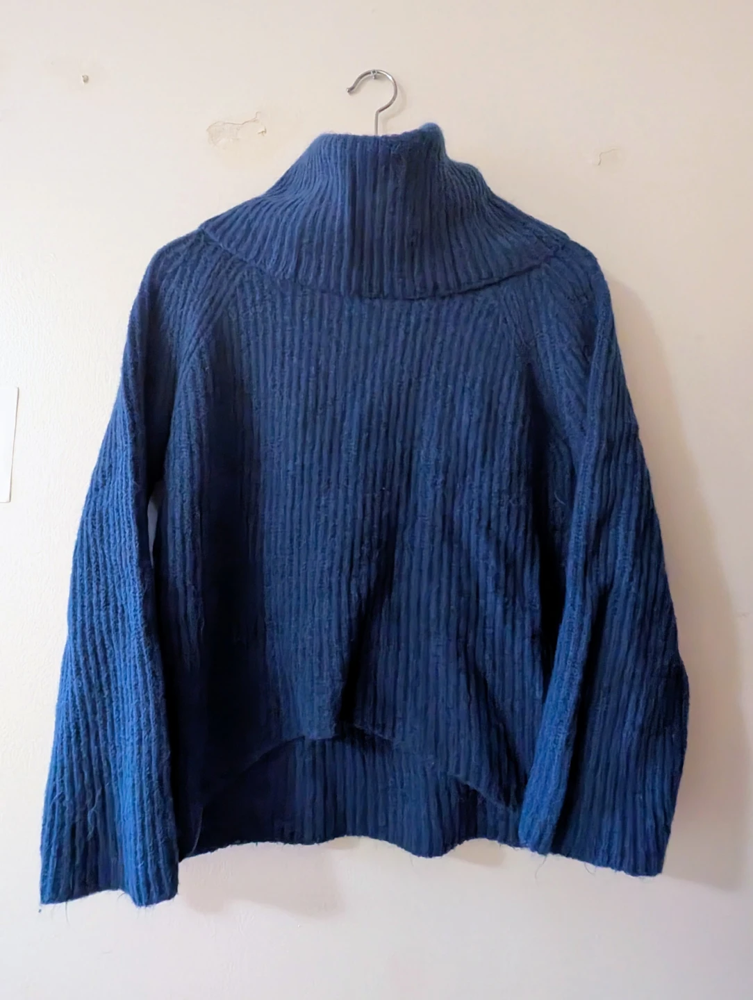 POINT SUB Blue Ribbed Turtleneck Sweater - XS