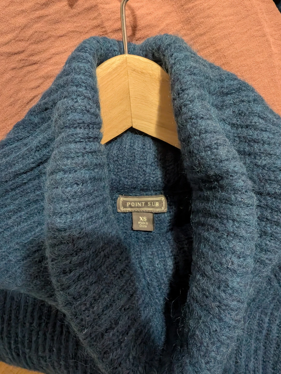 POINT SUB Blue Ribbed Turtleneck Sweater - XS - photo 2