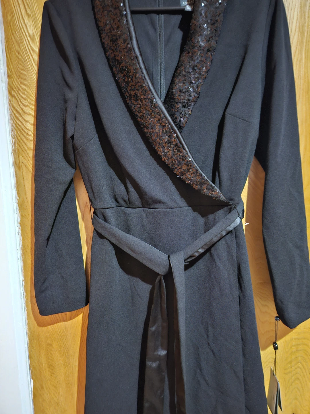 Adrianna Papell Black Sequin Collar Dress - photo 4