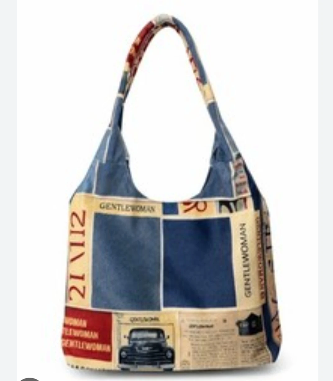 Newspaper Print Hobo Tote Bag