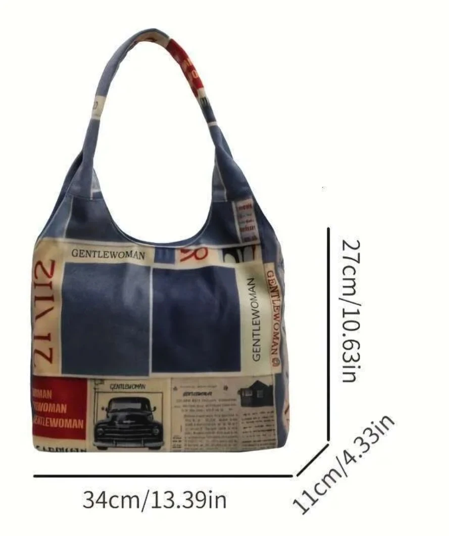 Newspaper Print Hobo Tote Bag - photo 2