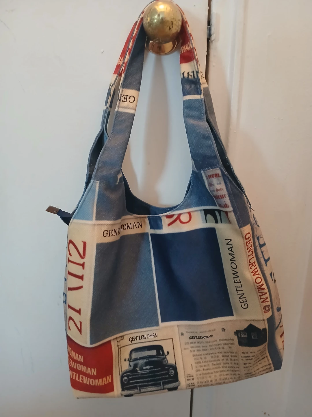 Newspaper Print Hobo Tote Bag - photo 3