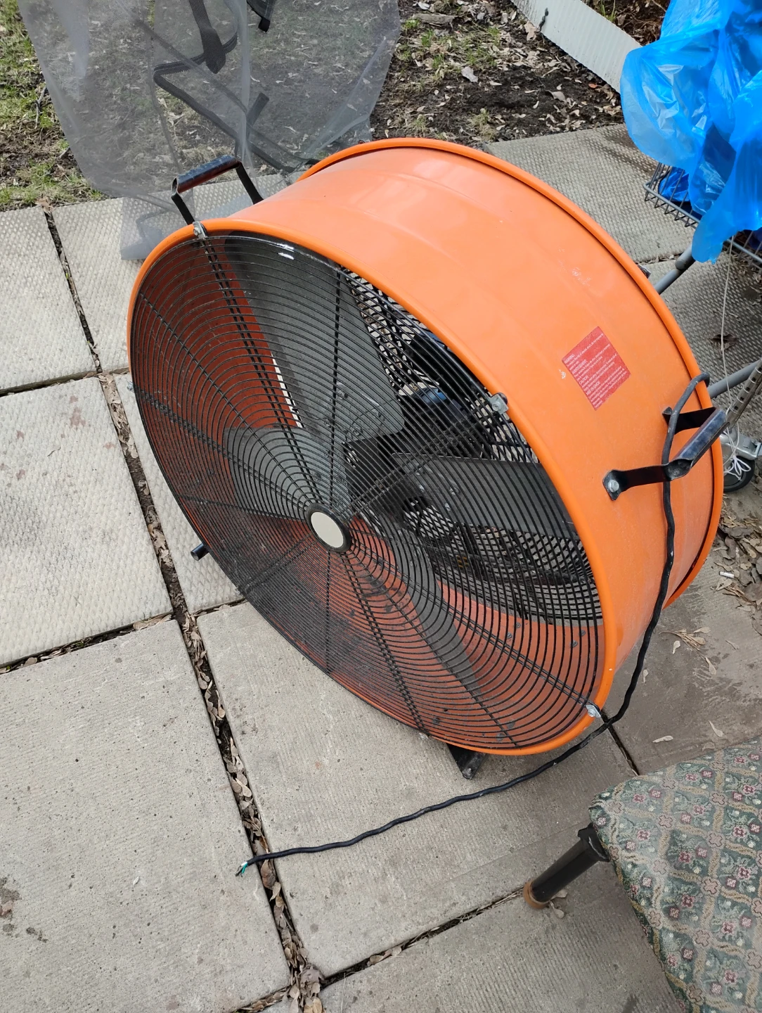 Orange Industrial Drum Fan