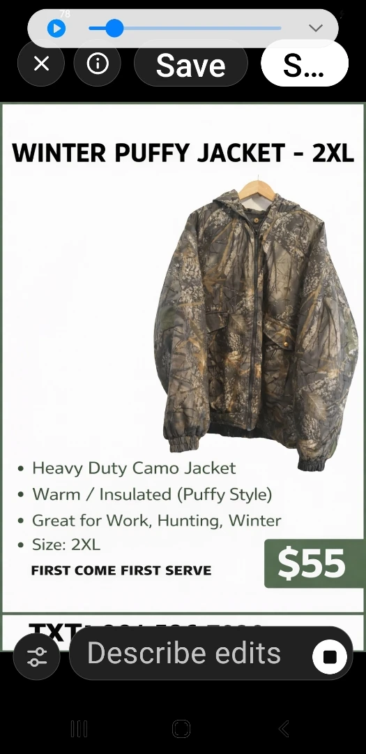 Winter Puffy Camo Jacket - 2XL