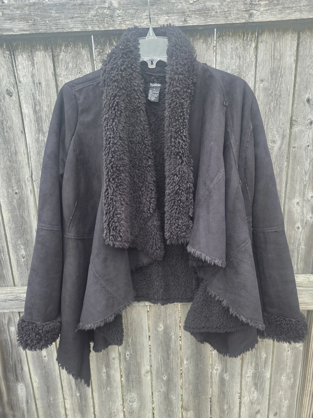 Manifesto Black Faux Suede & Sherpa Lined Jacket
