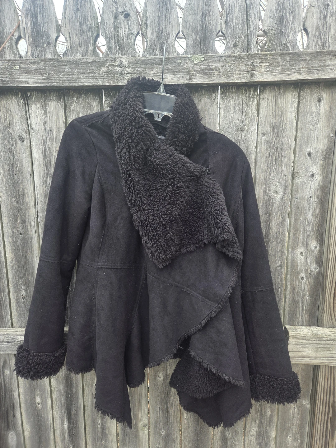 Manifesto Black Faux Suede & Sherpa Lined Jacket - photo 2