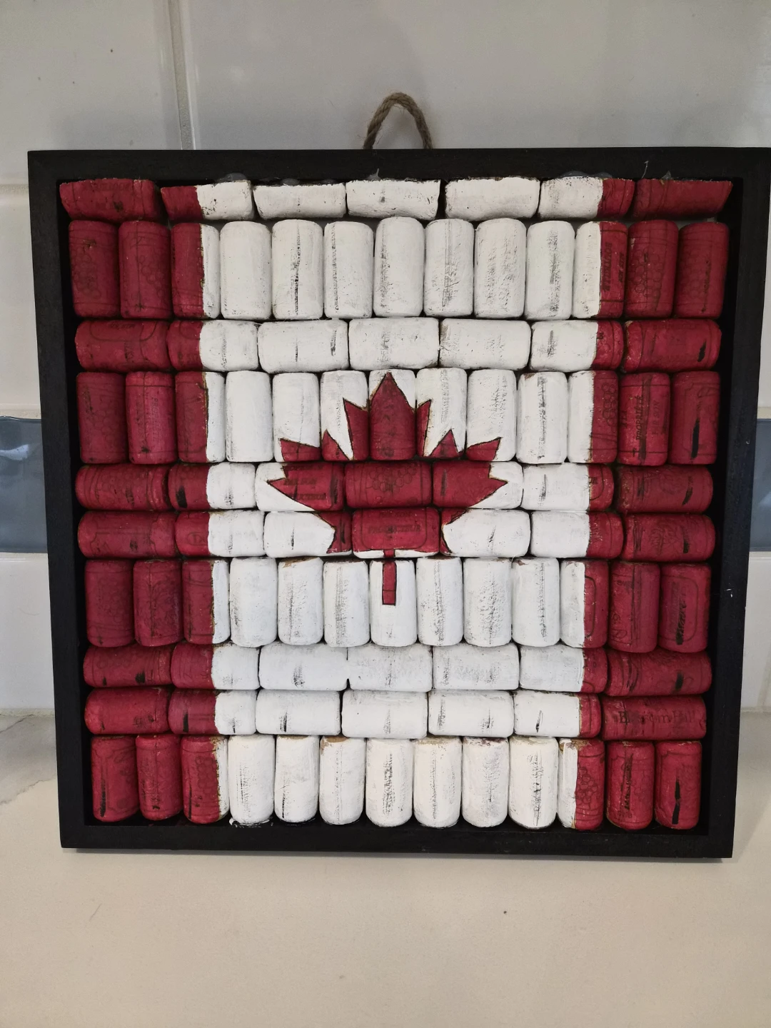 Canada flag wine cork art