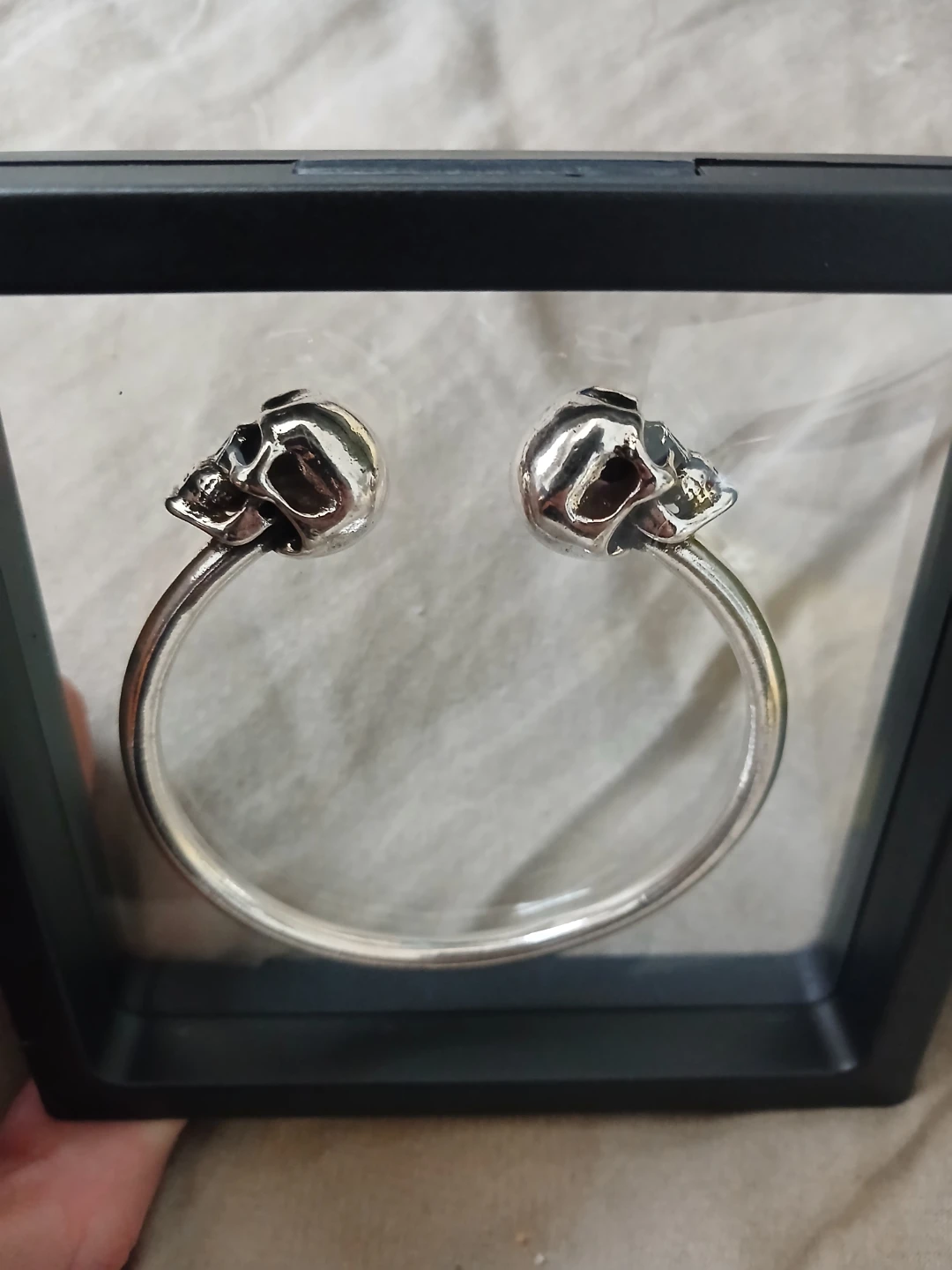 925 Silver Skull Bangle Bracelet - photo 3