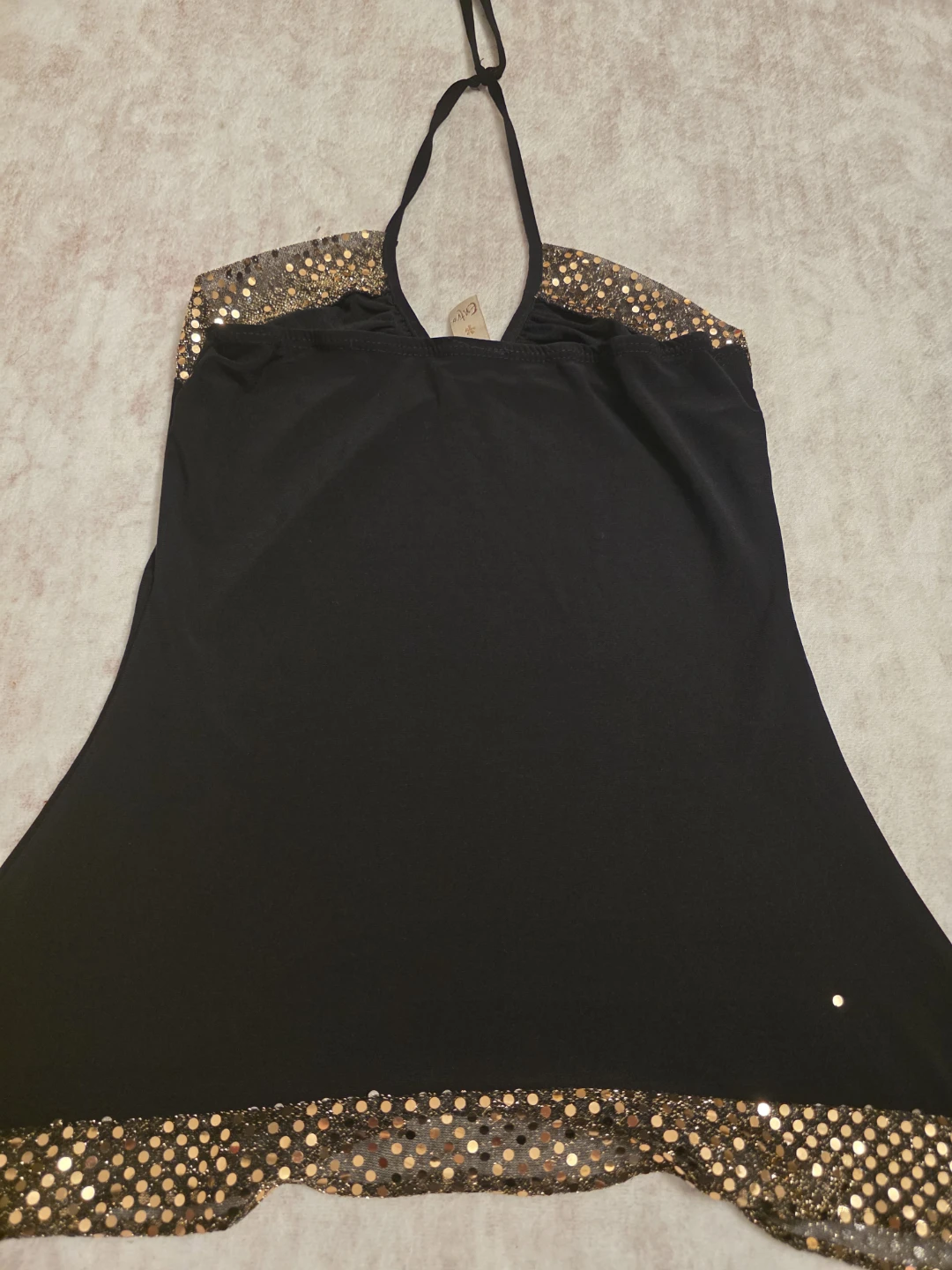Black halter top with gold sequins - photo 2