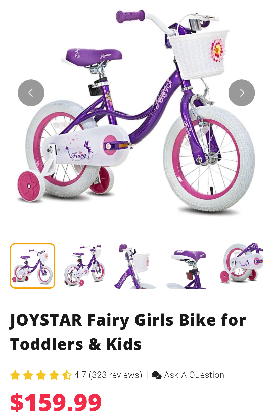 Road Fairy 14 " Chromewheels Girls Bicycle + Sport Helmet