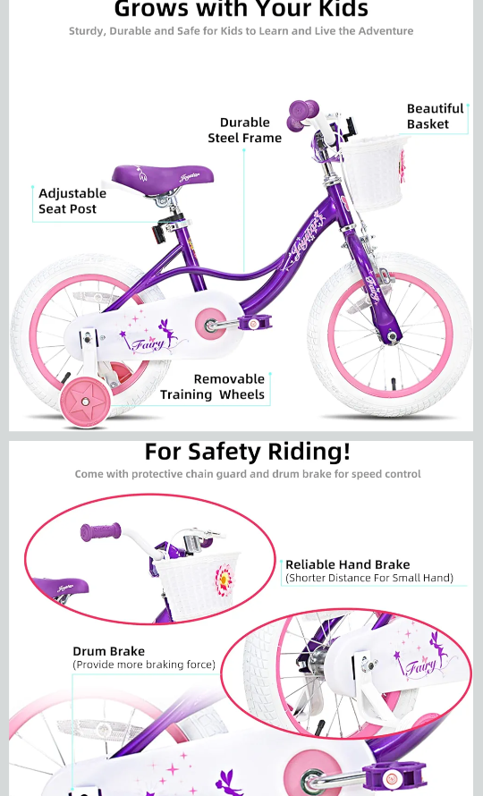Road Fairy 14 " Chromewheels Girls Bicycle + Sport Helmet - photo 3