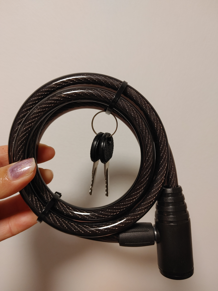 Black Cable Lock with 2 Keys New