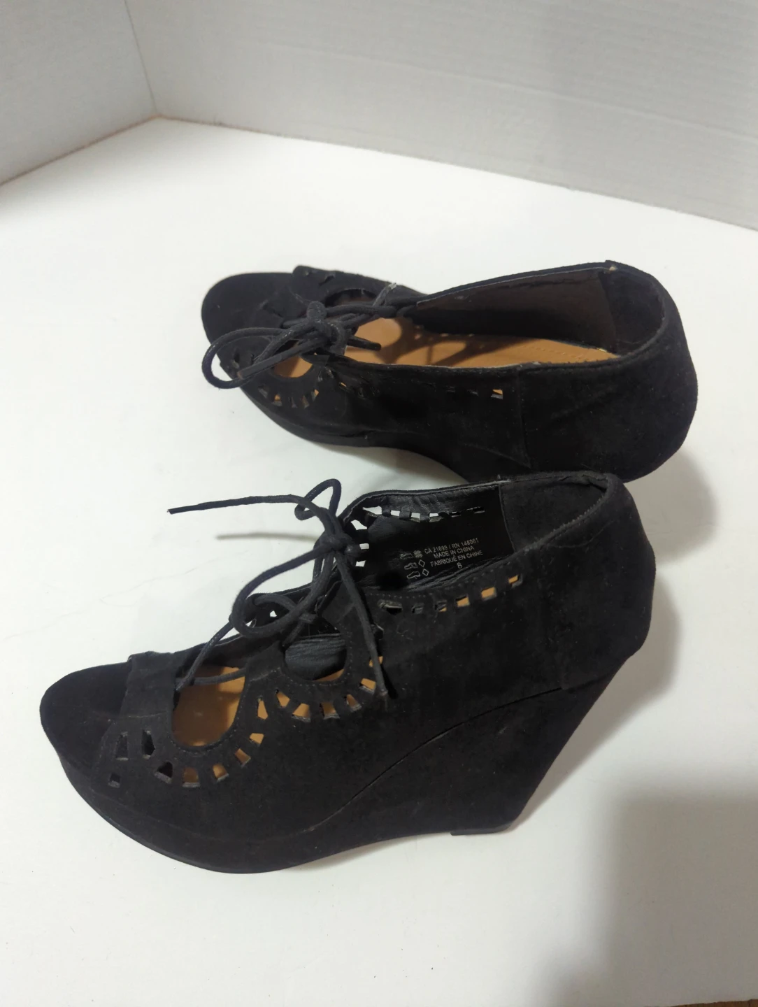 Suede Wedge Heels with Cutout Detail - photo 3