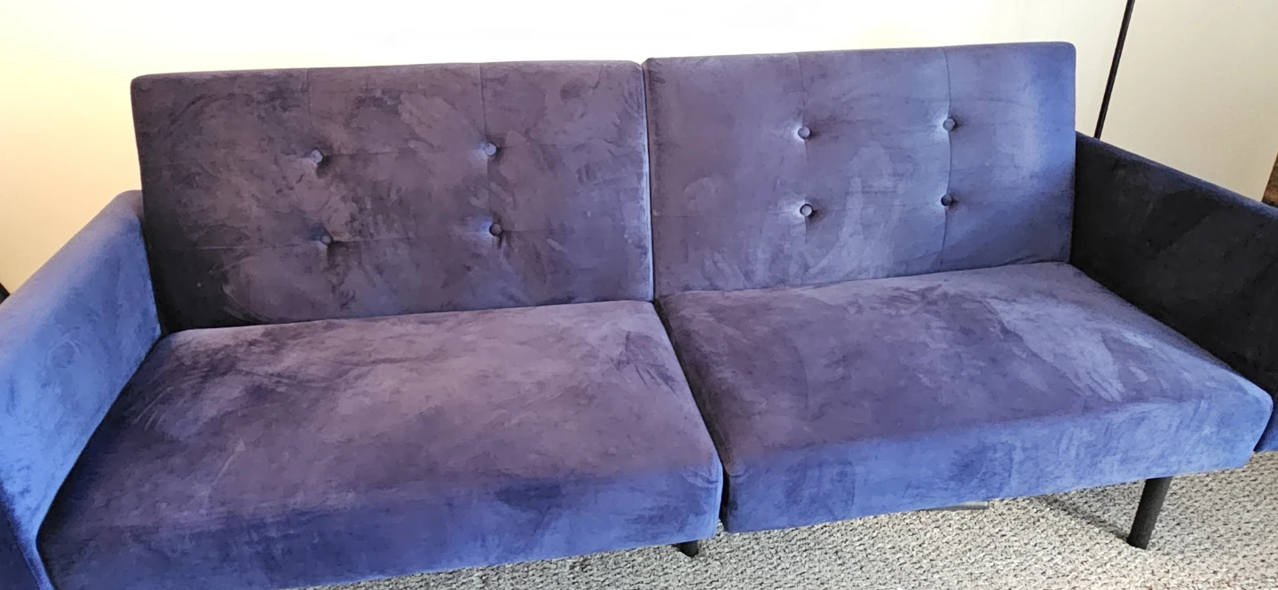 Stylish Blue Velvet Loveseat/Sofa Bed